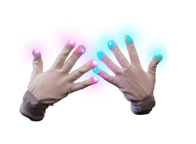 white LED gloves,light on tip for each finger